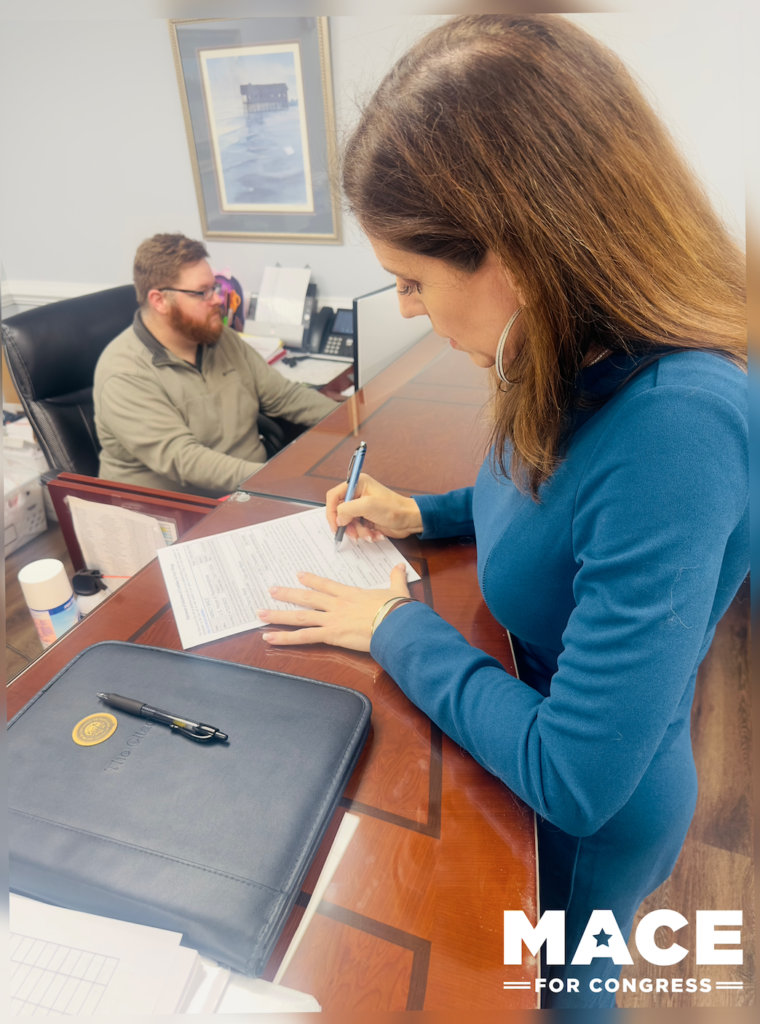 Congresswoman Nancy Mace Files for Re-election for South Carolina’s First Congressional District